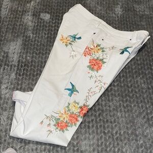 Nanette Lepore High Waist Astor Skinny Floral Embroidered Ankle Length Jeans 14